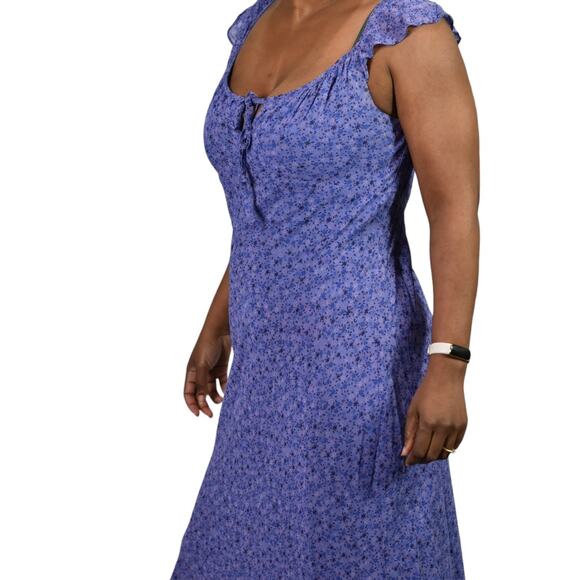 Mica Midi Slip Dress Purple Milkmaid Vintage Floral Sheer Chiffon 90s Medium - Picture 10 of 15